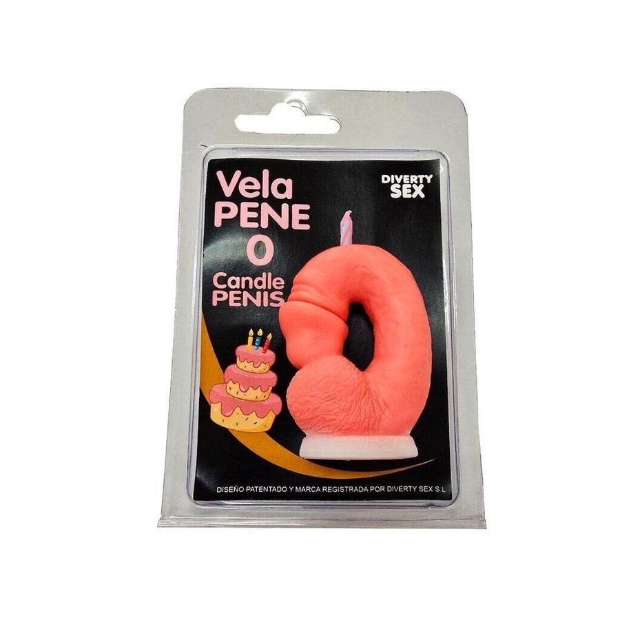 Diablo picante - vela pene en forma de número 0 color rosa
