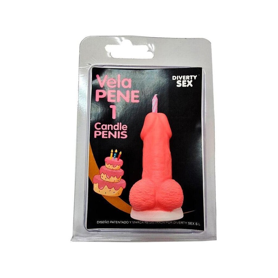 Diablo picante - vela pene en forma de número 1 color rosa
