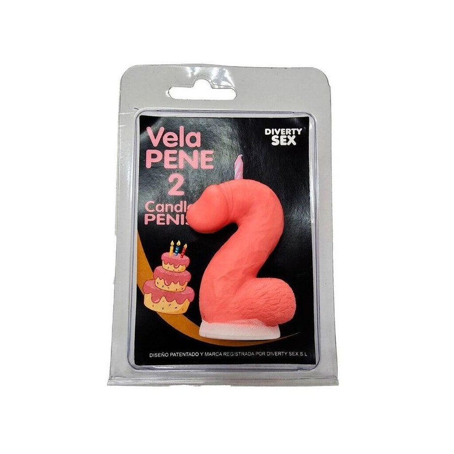 Diablo picante - vela pene en forma de número 2 color rosa