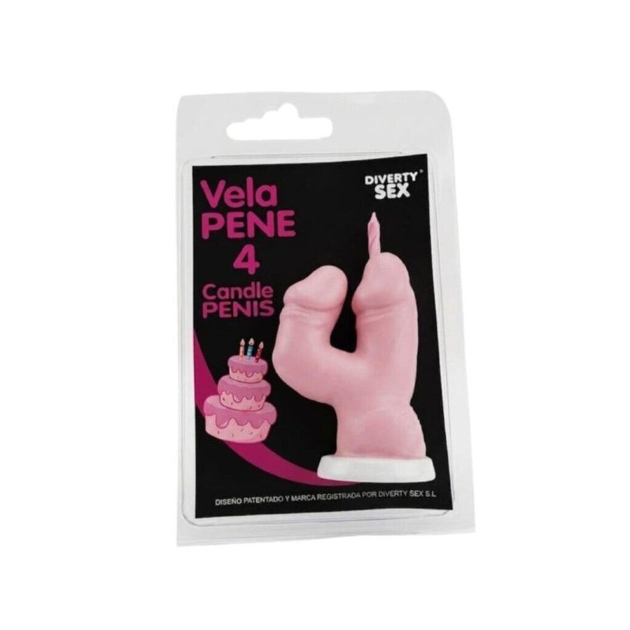Diablo picante - vela pene en forma de número 4 color rosa