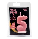 Diablo picante - vela pene en forma de número 5 color rosa