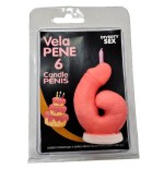 Diablo picante - vela pene en forma de número 6 color rosa