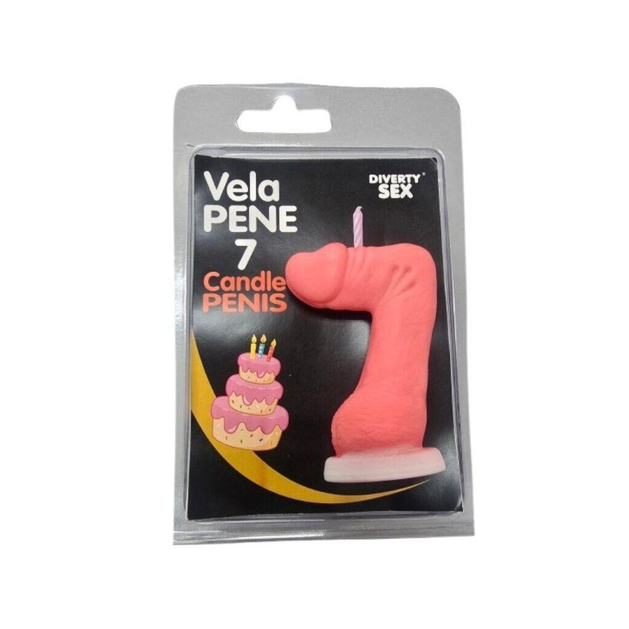 Diablo picante - vela pene en forma de número 7 color rosa
