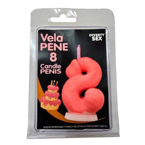 Diablo picante - vela pene en forma de número 8 color rosa