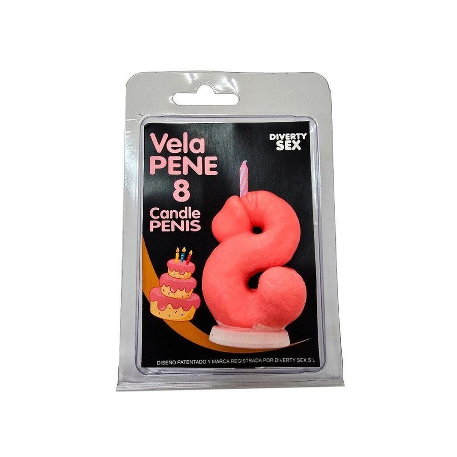 Diablo picante - vela pene en forma de número 8 color rosa