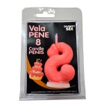 Diablo picante - vela pene en forma de número 8 color rosa
