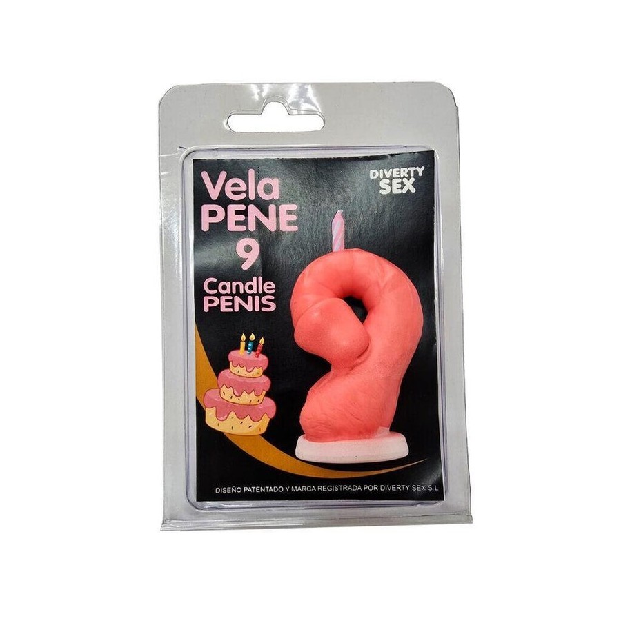 Diablo picante - vela pene en forma de número 9 color rosa