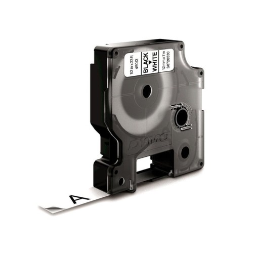 Cinta rotuladora autoadhesiva dymo d1 12mm x 7 metros de longitud para rotuladoras label manager, negro sobre blanco