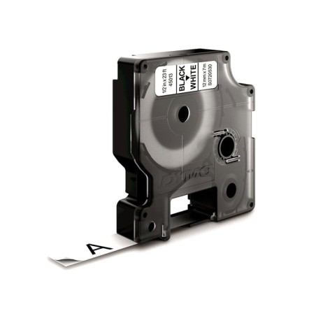 Cinta rotuladora autoadhesiva dymo d1 12mm x 7 metros de longitud para rotuladoras label manager, negro sobre blanco
