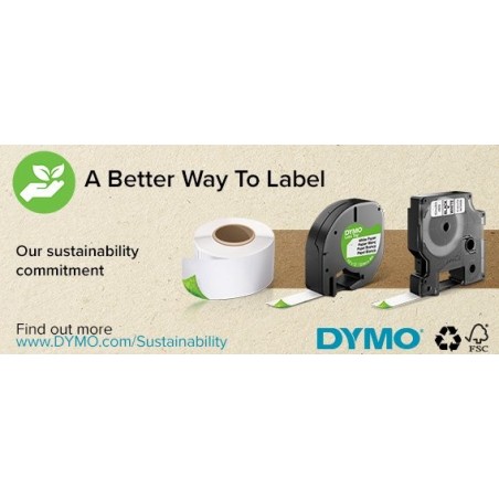 Cinta rotuladora autoadhesiva dymo d1 12mm x 7 metros de longitud para rotuladoras label manager, negro sobre blanco