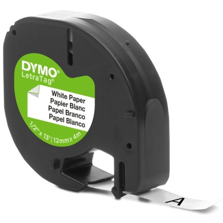 Cinta rotuladora autoadhesiva dymo papel blanco 12mm x 4 metros para rotuladoras letratag