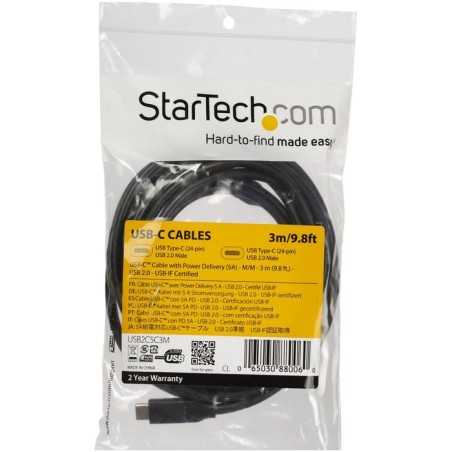 Startech cable usb-c usb-c 3m apto para alimentac
