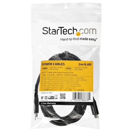 Startech cable usb-c usb-c 2m apto para alimentac