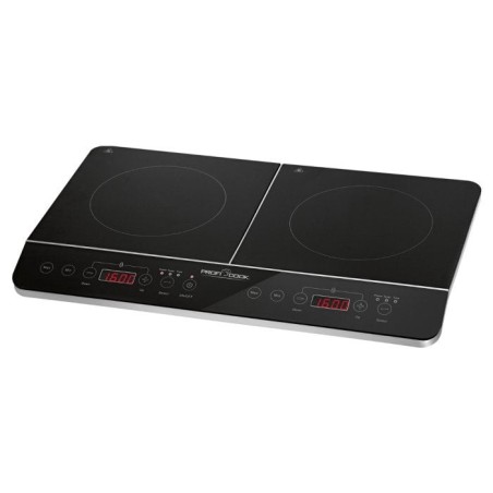 Placa inducción proficook doble portátil, 10 niveles temperatura, led negro 3500 w dki 1067