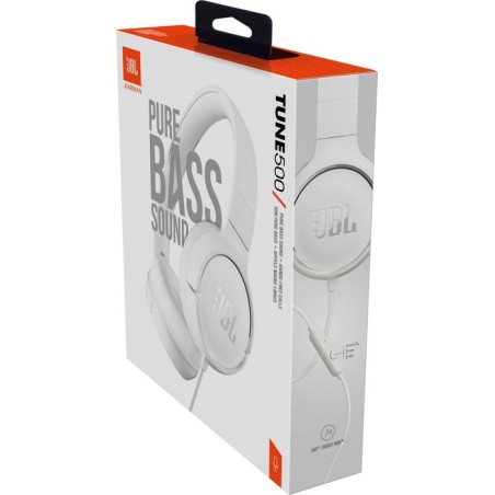 Auriculares jbl tune 500 con micrófono jack 3.5 blancos