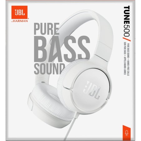 Auriculares jbl tune 500 con micrófono jack 3.5 blancos