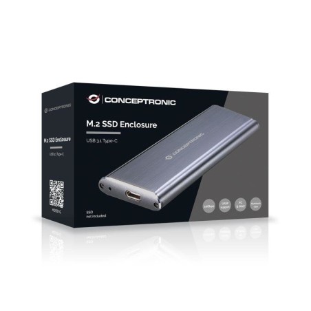 Caja externa conceptronic ssd m.2 usb 3.1 aluminio tipo c *no admite ssd pcie nvme m.2
