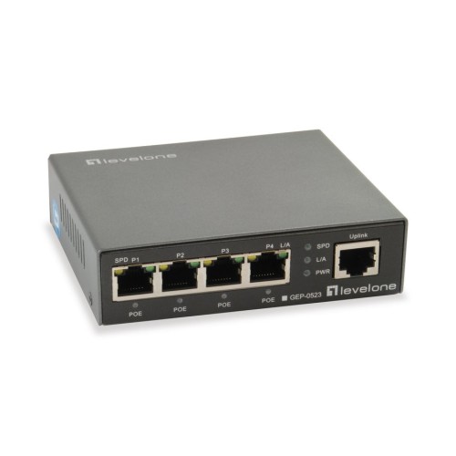 Switch level one gep-0523 no gestion  5p 10/100/1000 4p poe plus 60w