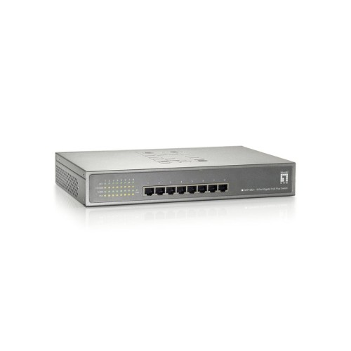 Switch level one gep-0821 no gestion  8p  poe 10/100/1000 poe plus 123.2w