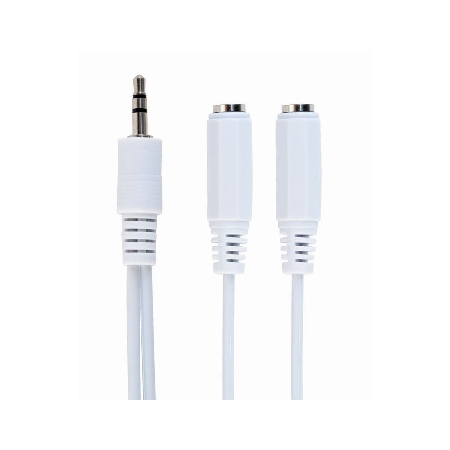 Adaptador audio estereo gembird jack 3.5mm macho a 2 jack 3.5mm hembra blanco cca-415w