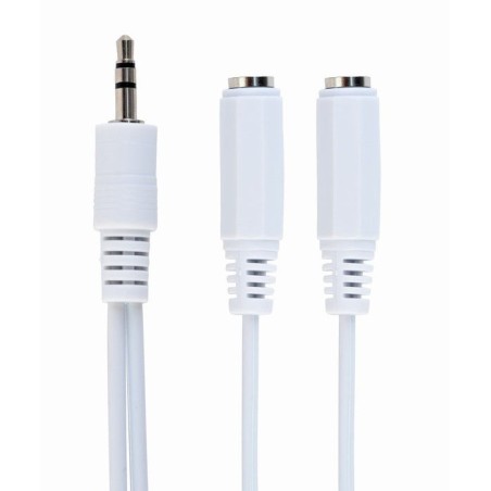 Adaptador audio estereo gembird jack 3.5mm macho a 2 jack 3.5mm hembra blanco cca-415w