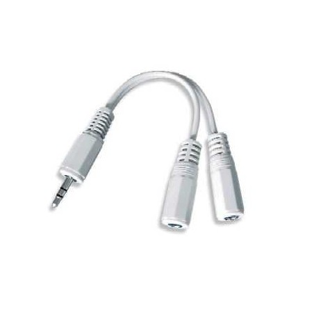 Adaptador audio estereo gembird jack 3.5mm macho a 2 jack 3.5mm hembra blanco cca-415w