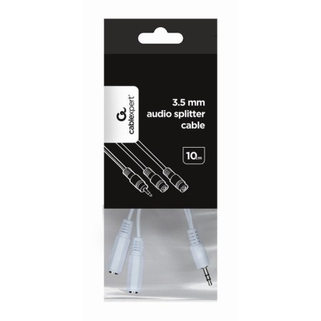 Adaptador audio estereo gembird jack 3.5mm macho a 2 jack 3.5mm hembra blanco cca-415w