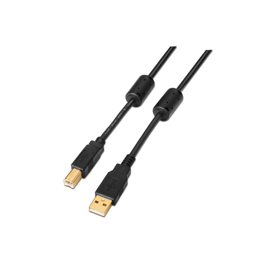 Aisens cable usb 2.0 impresora con ferrita - tipo a macho a tipo b macho - 2m - negro
