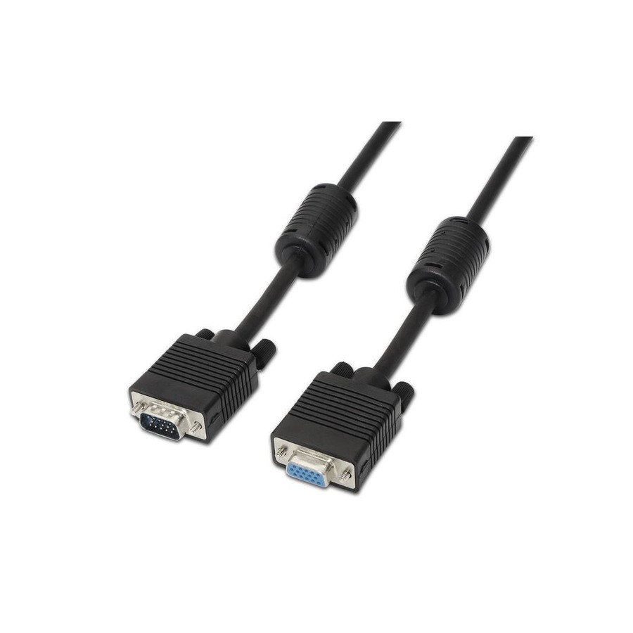 Aisens cable svga con ferrita - hdb15/macho-hdb15/hembra - 1.80m - negro