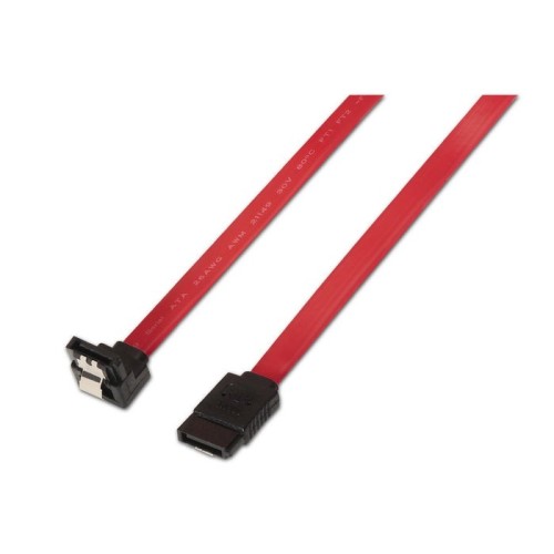 Aisens cable sata iii datos 6g datos acodado con anclajes - 0.5m para disco duro sata i - ii - iii ssd - rojo