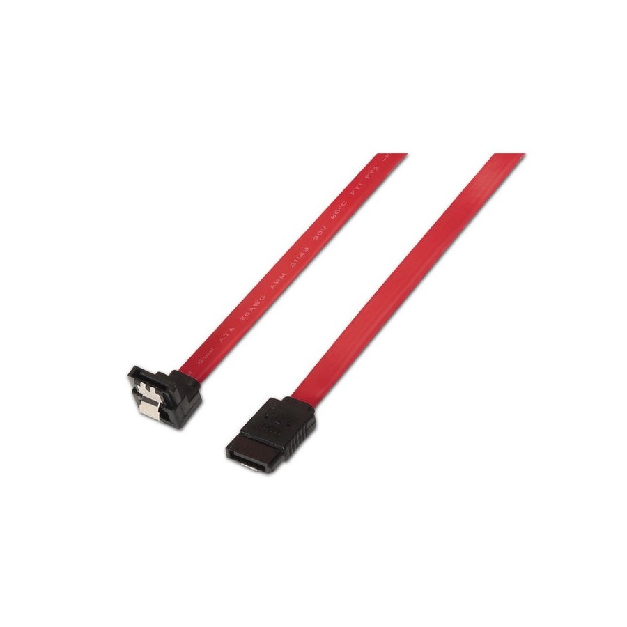 Aisens cable sata iii datos 6g datos acodado con anclajes - 0.5m para disco duro sata i - ii - iii ssd - rojo
