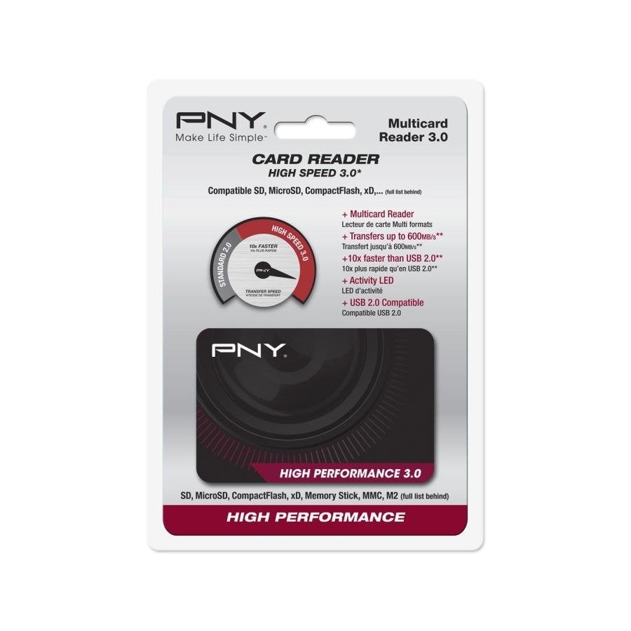 Lector de tarjetas externo pny high performance reader 3.0 usb 3.2 gen 1 [3.1 gen 1] negro