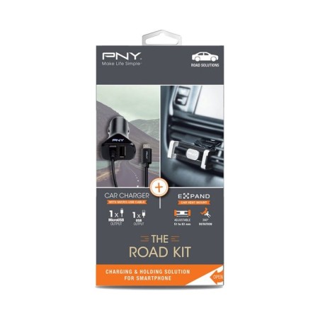 Pny road kit ( soporte + cargador doble + dual cable)