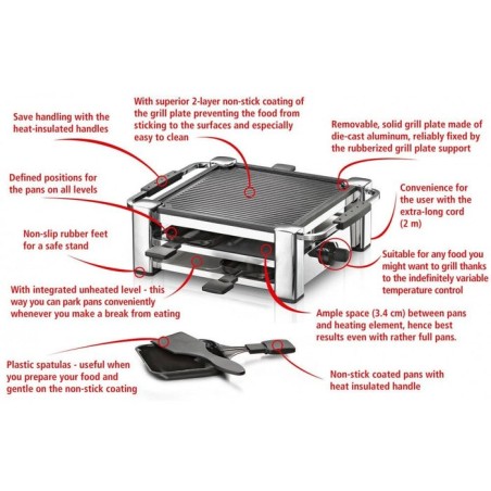 Rommelsbacher gourmet raclette fashion rcc 1000 plata rcc 1000