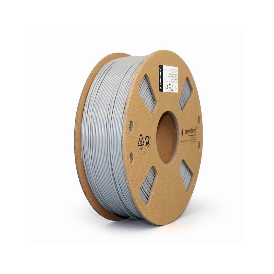 Gembird bobina de filamento abs 1.75mm 1kg natural gris