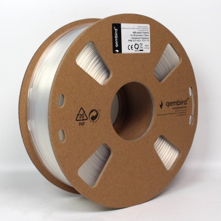 Gembird bobina de filamento abs 1.75mm 1kg transparente