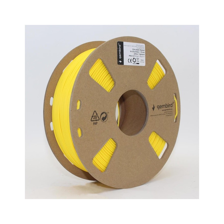 Gembird 3dp-pla1.75-01-y material de impresión 3d ácido poliláctico (pla) amarillo 1 kg