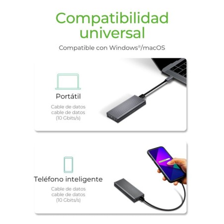 Icy box ib-1817m-c31 m.2 caja externa para unidad de estado sólido (ssd) gris