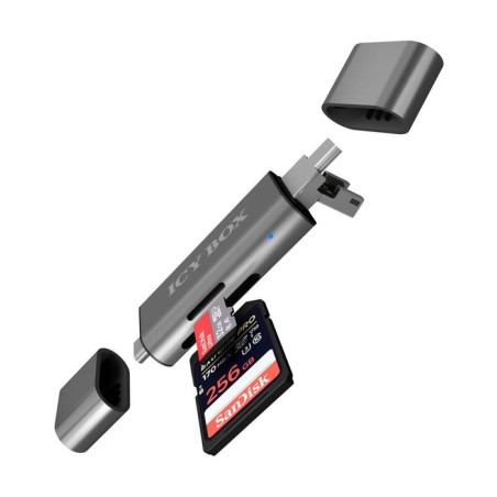 Lector de tarjetas externo icy box ib-cr200-c antracita usb 2.0