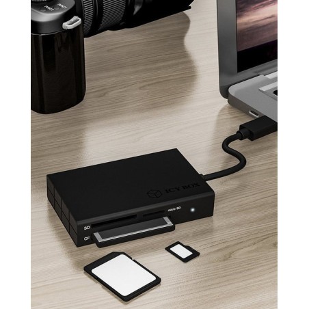 Lector de tarjetas externo icy box ib-cr401-c3 negro usb 3.2 gen 1 (3.1 gen 1) type-c