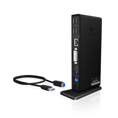 Icybox ib-dk2241ac icybox multi docking station , 2x usb 3.0, hdmi, black