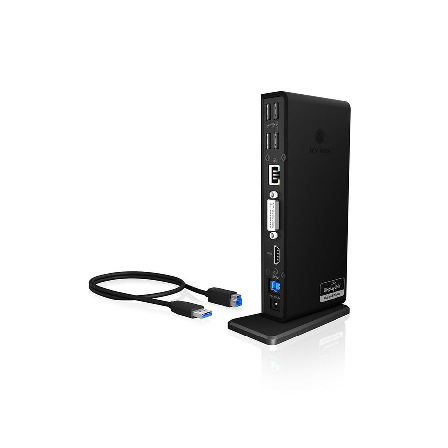 Icybox ib-dk2241ac icybox multi docking station , 2x usb 3.0, hdmi, black