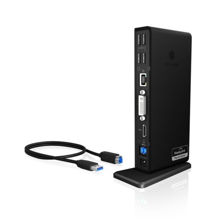 Icybox ib-dk2241ac icybox multi docking station , 2x usb 3.0, hdmi, black
