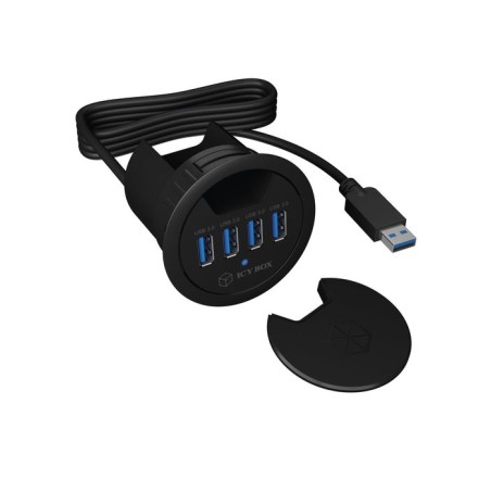 Icy box usb3.0 hub 4 puertos ib-hub1403, usb3.0, negro