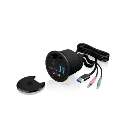 Icy box usb3.0 hub tipo-c / -a / audio icy box ib-hub1403b, 120 cm de longitud del cable