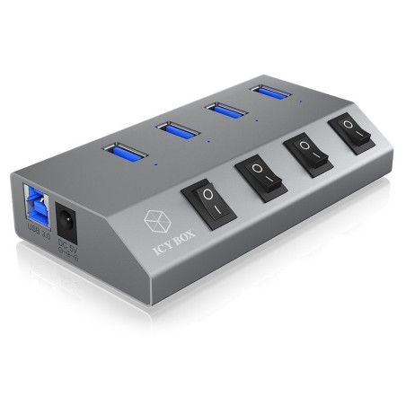 Icy box usb3.0 hub 4 puertos icy box ib-hub1405, hub + cargador
