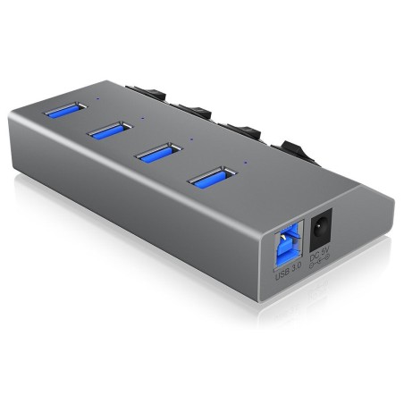 Icy box usb3.0 hub 4 puertos icy box ib-hub1405, hub + cargador
