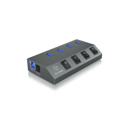Icy box usb3.0 hub 4 puertos icy box ib-hub1405, hub + cargador