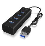 Icy box usb3.0 hub ib-hub1409-u3 de 4 puertos tipo a, negro, alu