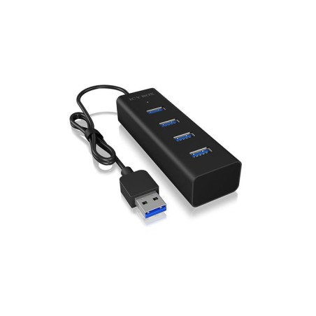 Icy box usb3.0 hub ib-hub1409-u3 de 4 puertos tipo a, negro, alu